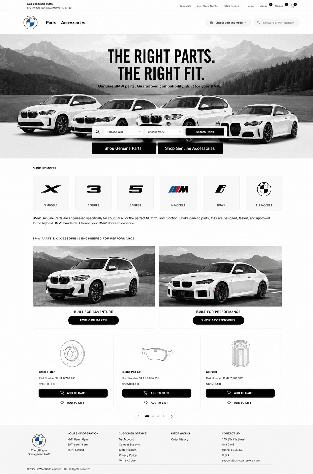 Illustrative BMW-branded ENVY PRO storefront template.